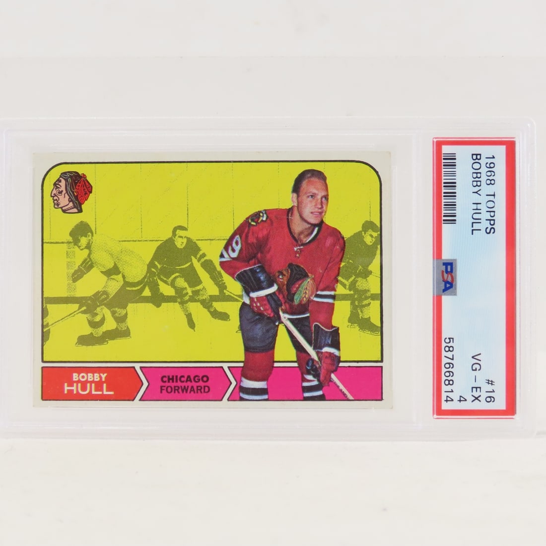 1968 Topps Bobby Hull #16 PSA 4 VG-EX: 1968 Topps Bobby Hull #16 PSA 4 VG-EX - Lot Size 5.5x3.5x1" 1 LB All information and photos are intended to be as accurate as possible, but errors are possible. No item may be returned or refused