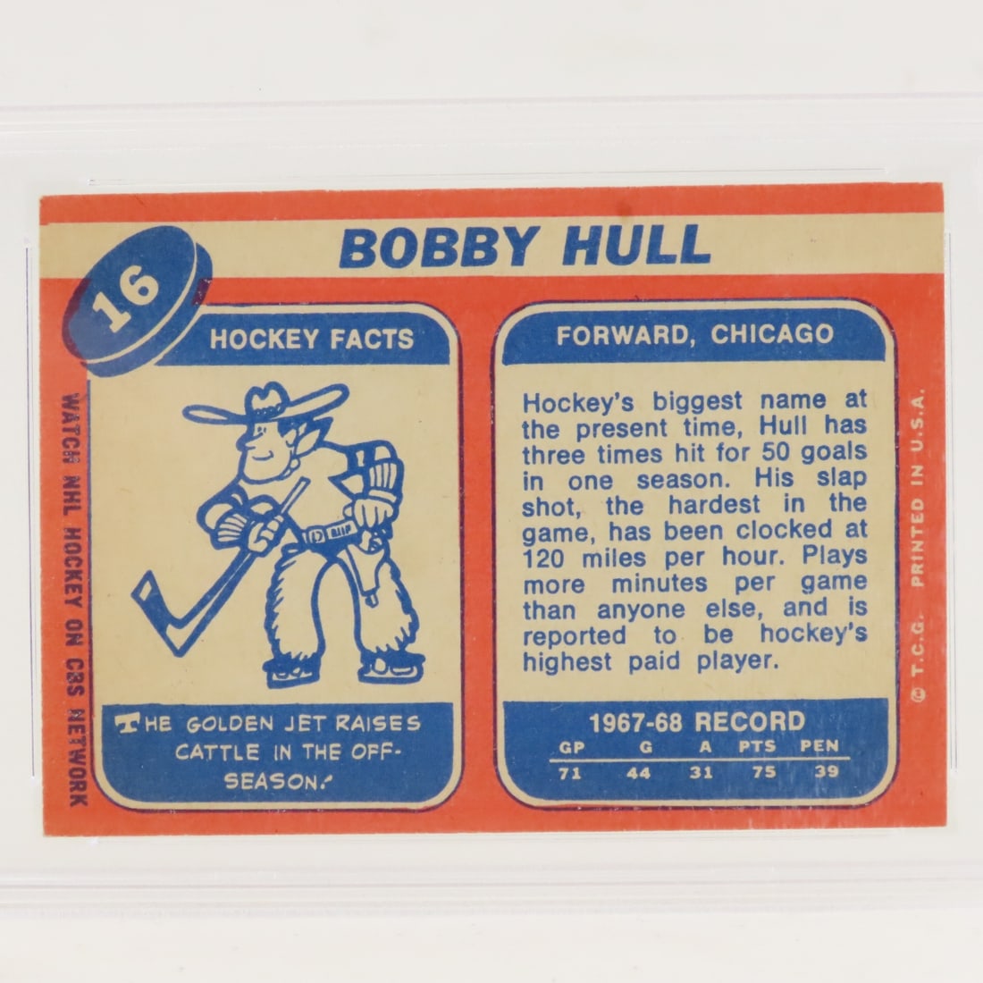 1968 Topps Bobby Hull #16 PSA 4 VG-EX - 4