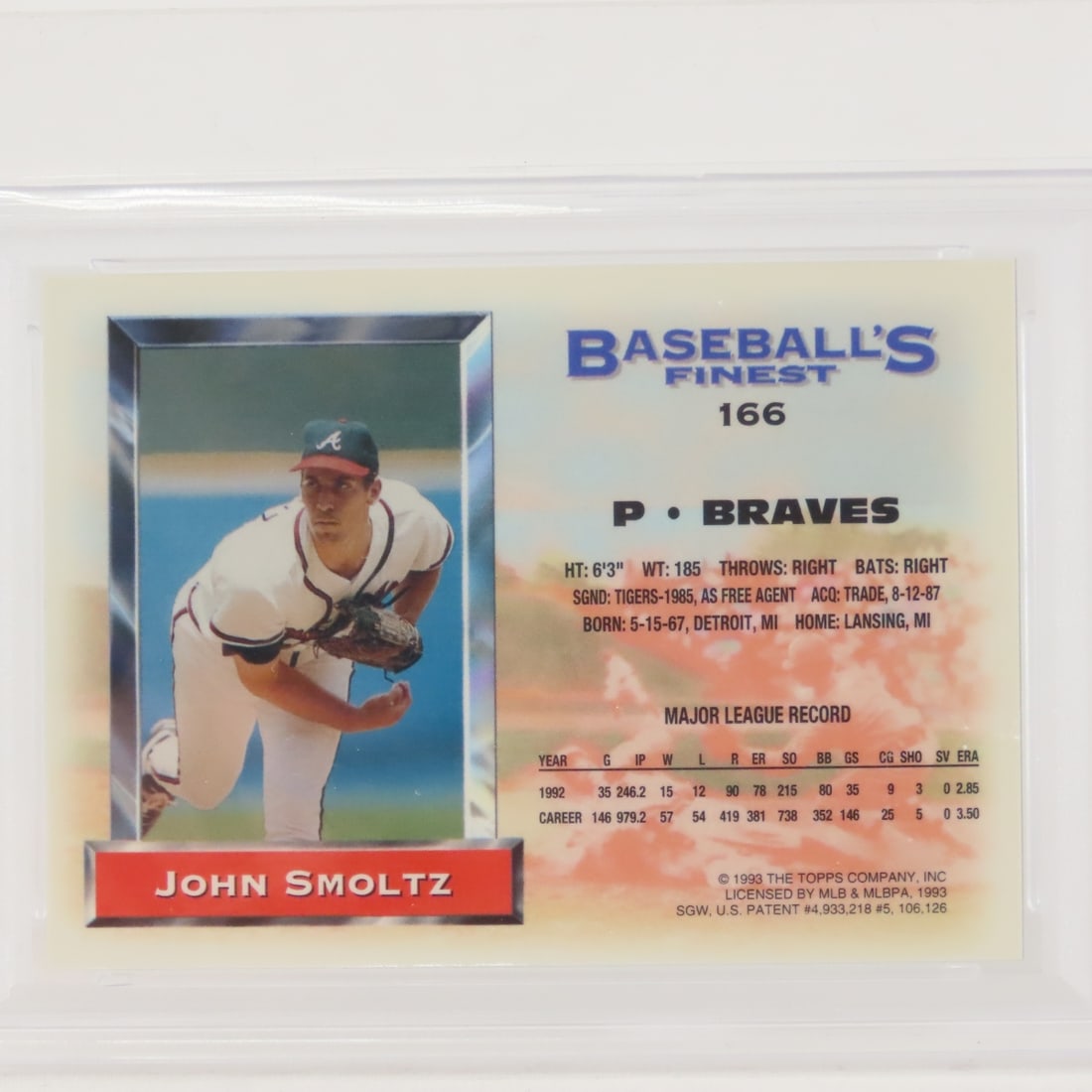 1993 Finest John Smoltz Refractor #166 PSA 7 NM - 4
