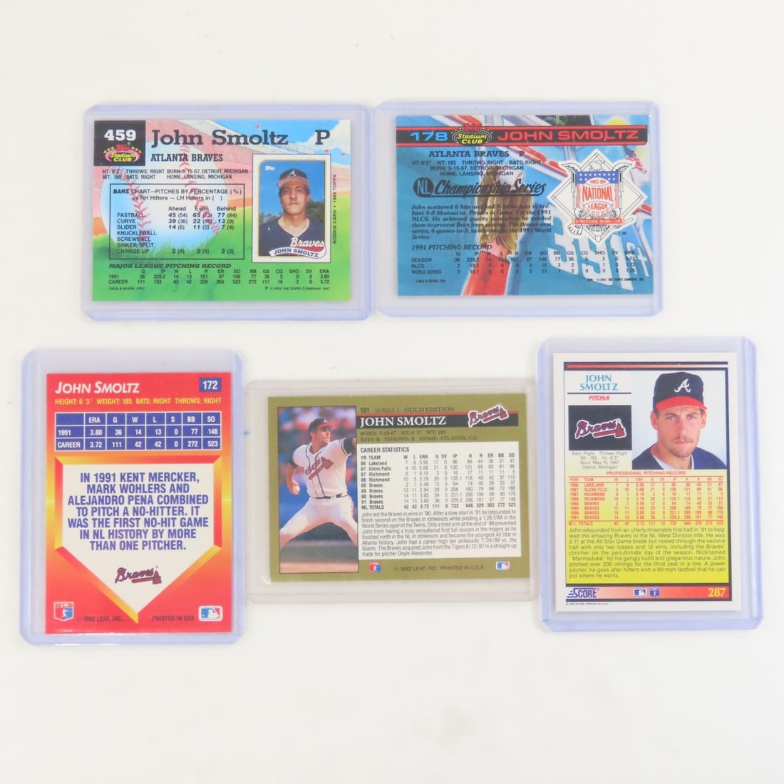 35 John Smoltz Baseball Cards in plastic sleeves - 13