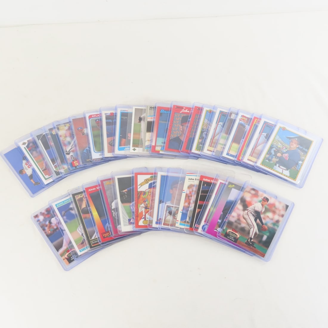 35 John Smoltz Baseball Cards in plastic sleeves: 35 John Smoltz Baseball Cards in plastic sleeves - Lot Size 4x3x2" 2 LB All information and photos are intended to be as accurate as possible, but errors are possible. No item may be returned or refus