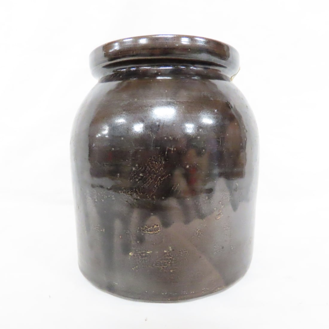 3 Antique Stoneware Albany Slip Preserve Jars - 2