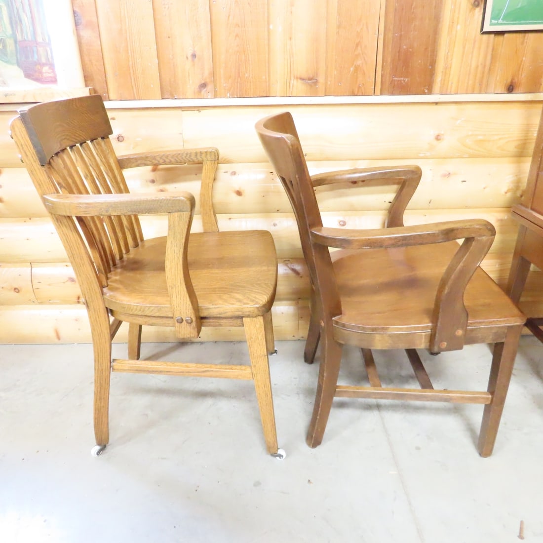 2 Vintage Oak Bankers Chairs - 2
