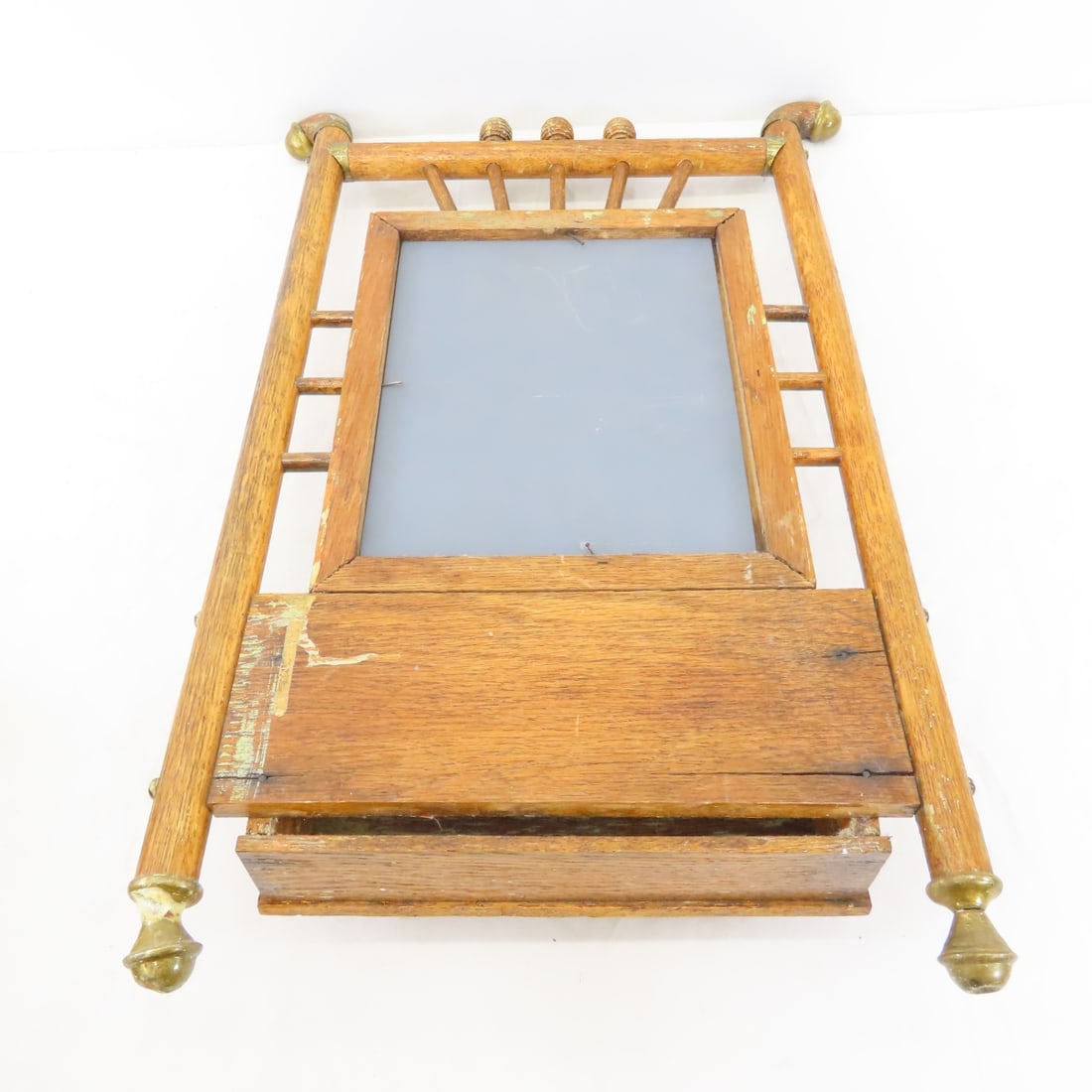 Antique Wood Mirror, Caddy & "Say When" Litho - 7