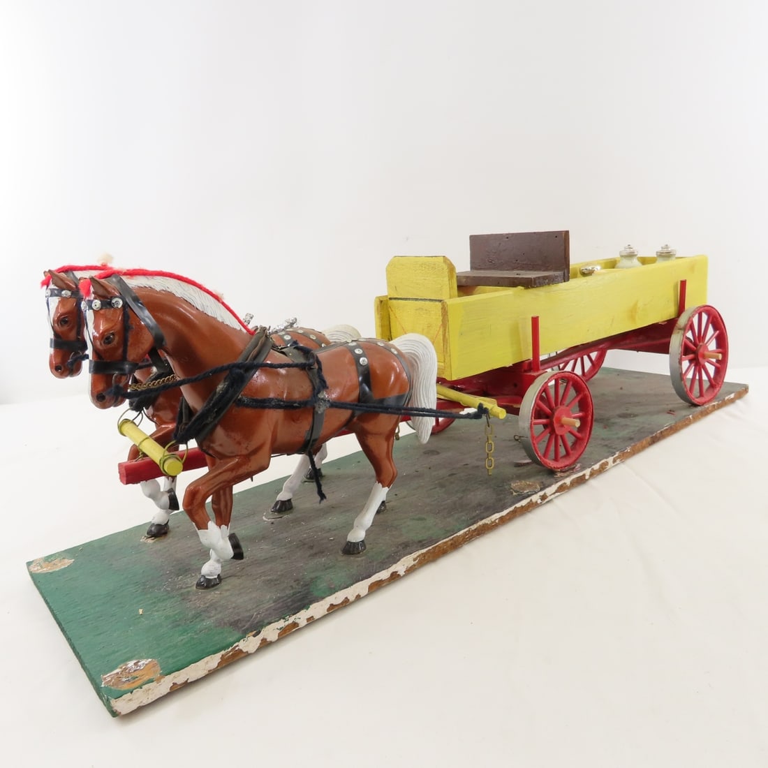 3 Handcrafted Horse-Drawn Folk Art Display Pieces - 2