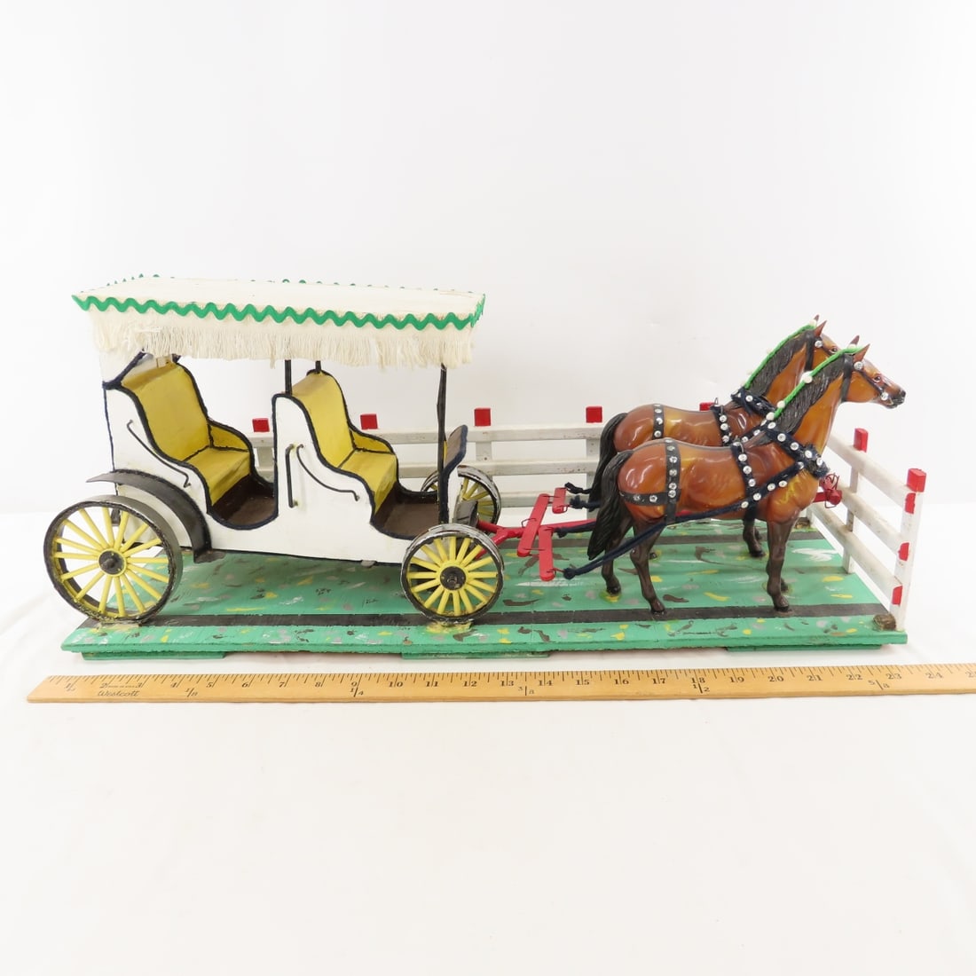 3 Handcrafted Horse-Drawn Folk Art Display Pieces - 7