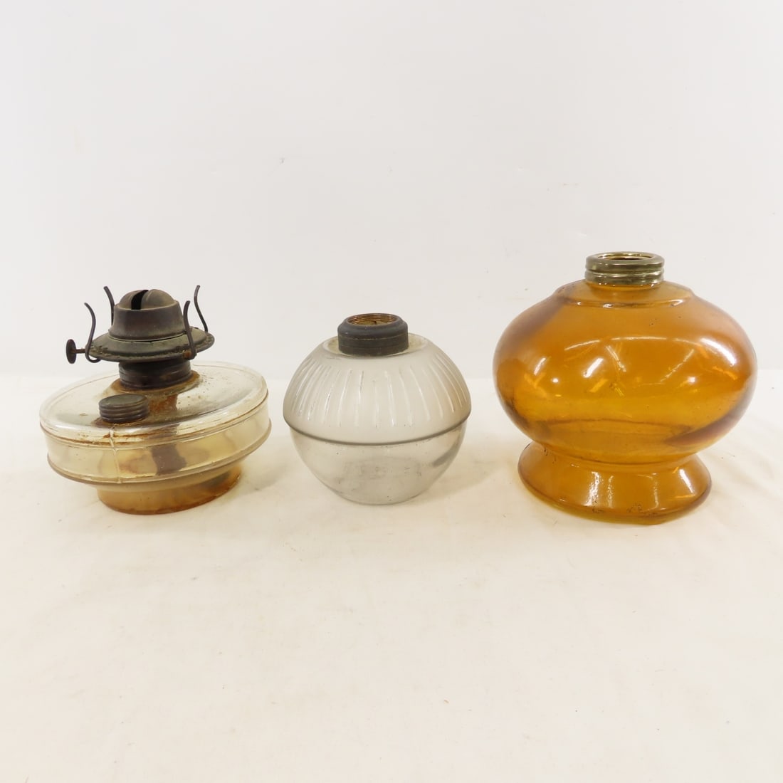 Iron Oil Lamp Sconces, Glass Bases & Burners - 3