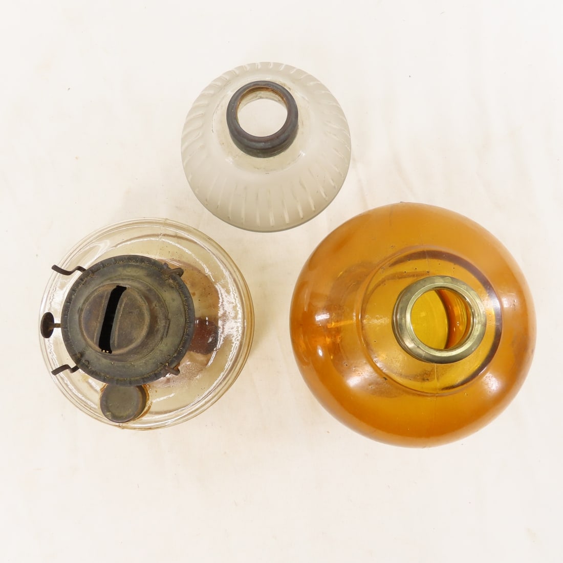 Iron Oil Lamp Sconces, Glass Bases & Burners - 7