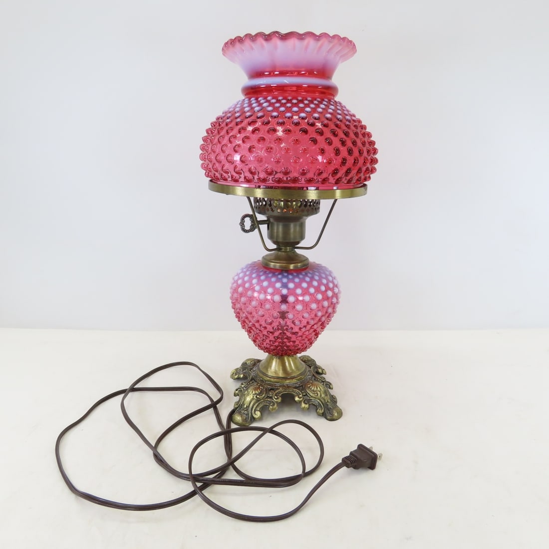 Fenton Glass 95th Cranberry Opalescent Table Lamp - 2
