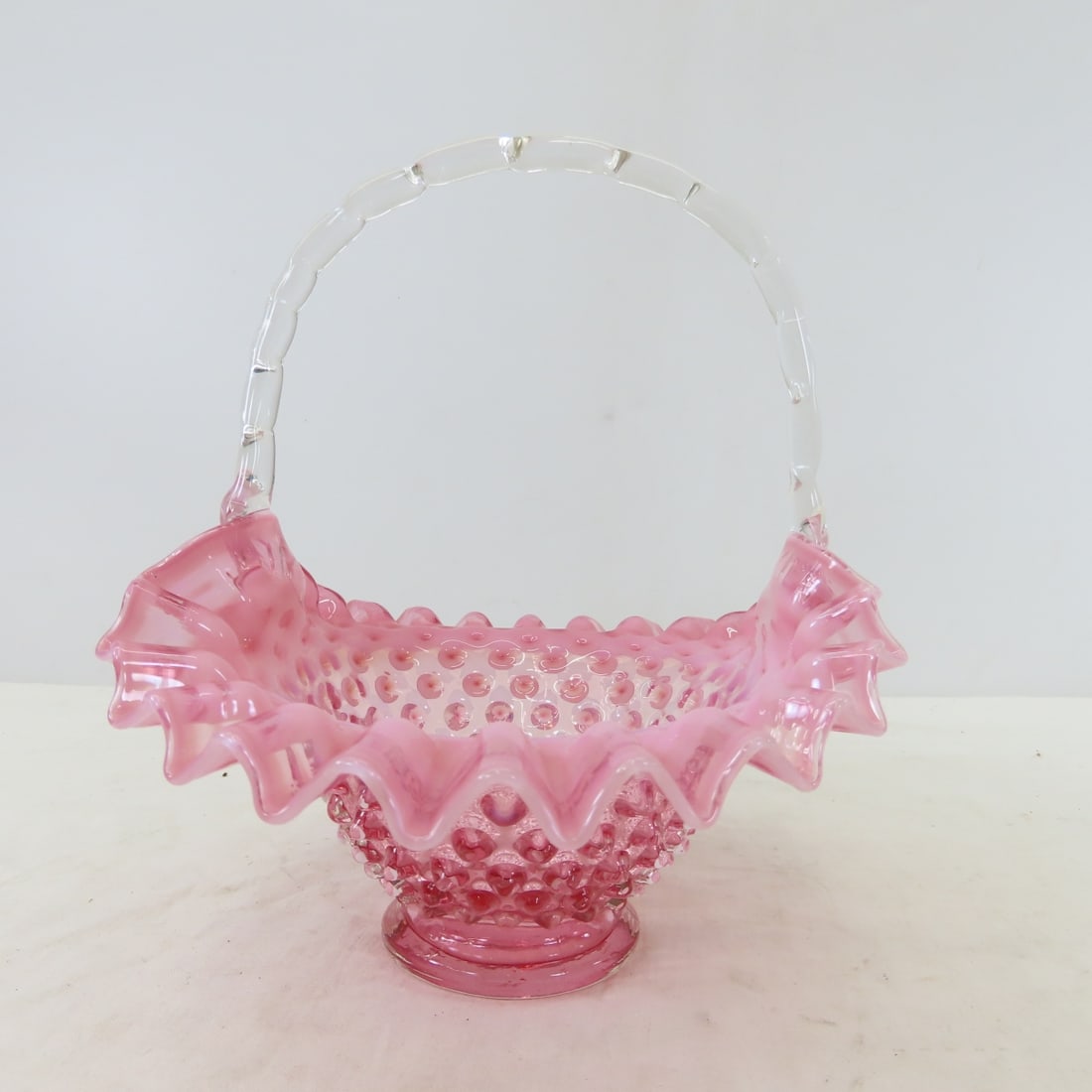 3 Pieces Fenton Cranberry Opalescent Hobnail Glass - 7