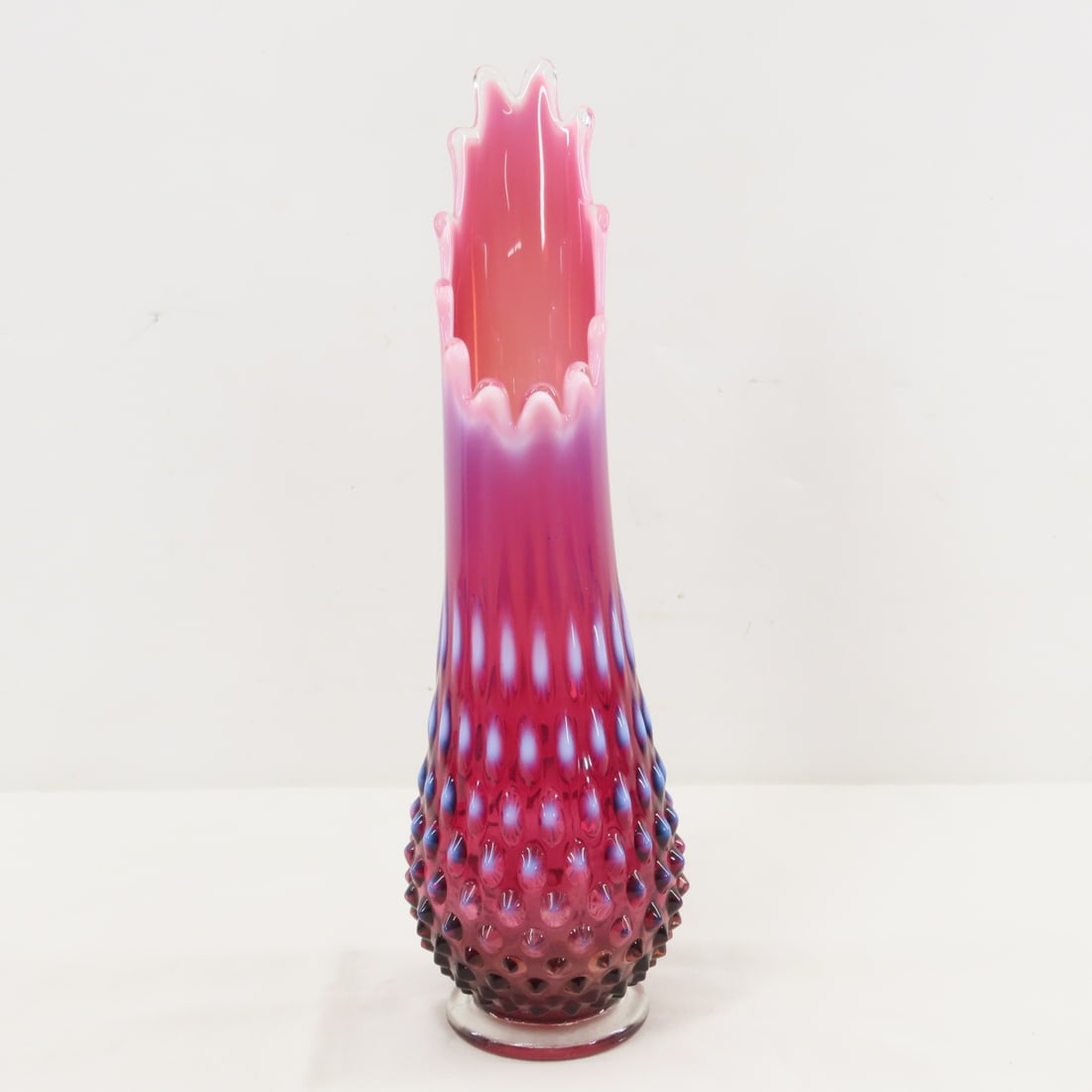 Fenton Art Glass Opalescent Hobnail Plum Vases - 2