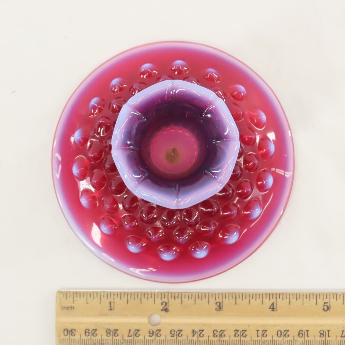 3 Pieces Fenton Plum Opalescent Hobnail Glass - 18