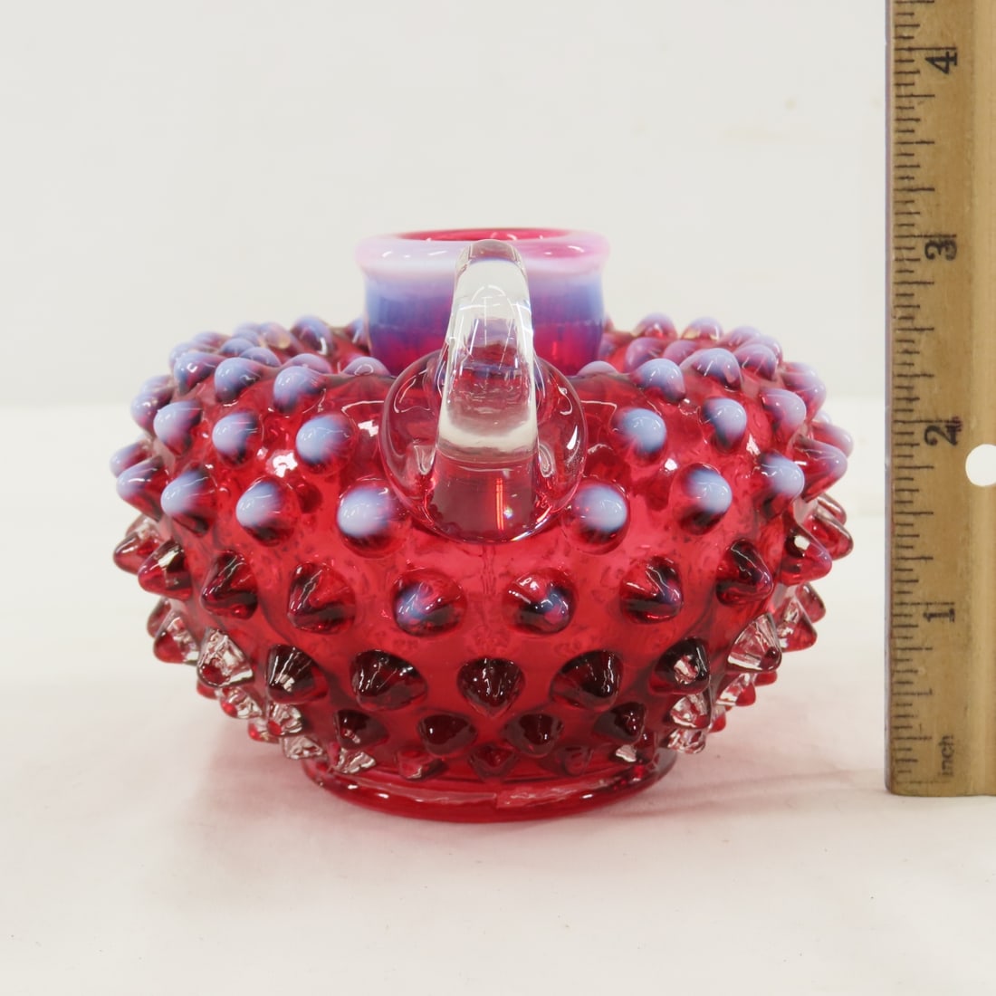 3 Pieces Fenton Plum Opalescent Hobnail Glass - 5