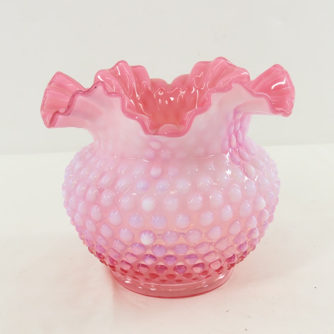 4 Fenton Cranberry Opalescent Hobnail Glass Vases - 2