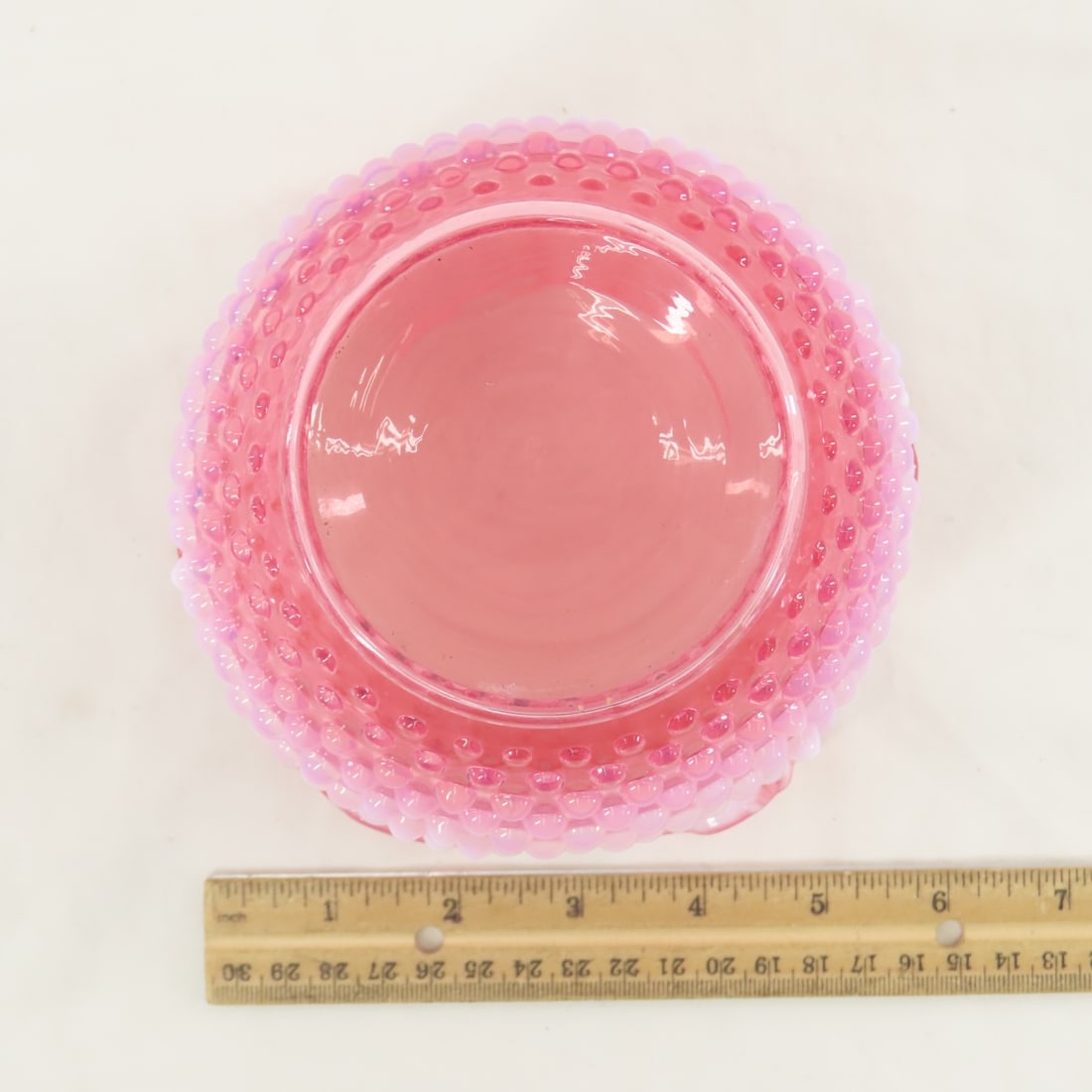 4 Fenton Cranberry Opalescent Hobnail Glass Vases - 7