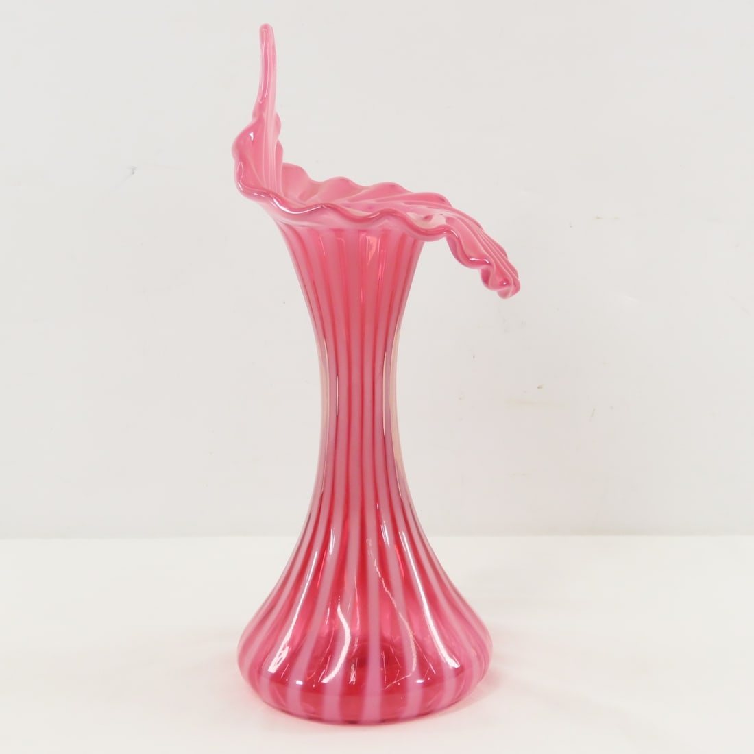 Fenton Art Glass Jack In The Pulpit Cranberry Vase - 2