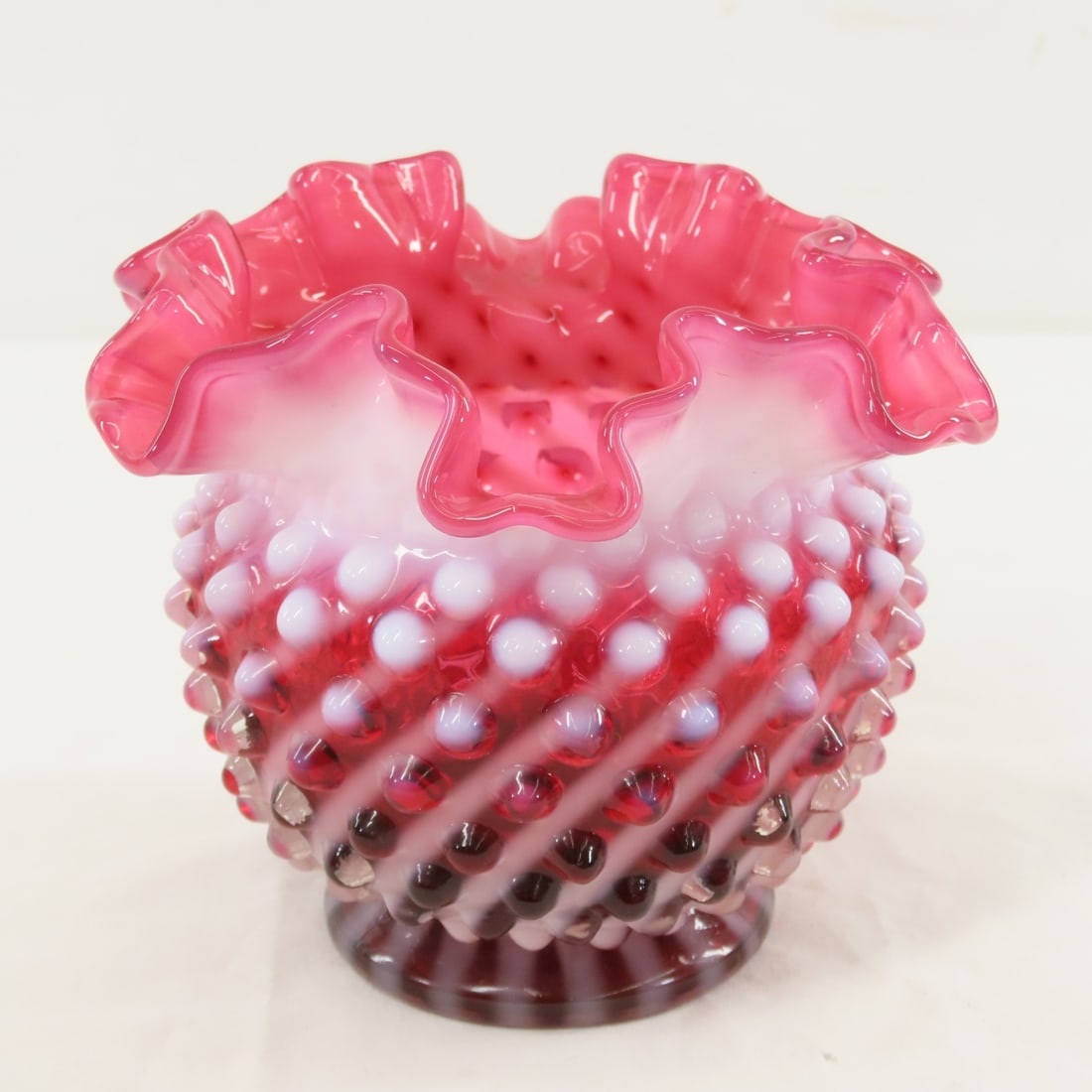 3 Pieces Fenton Cranberry Opalescent Hobnail Glass - 2