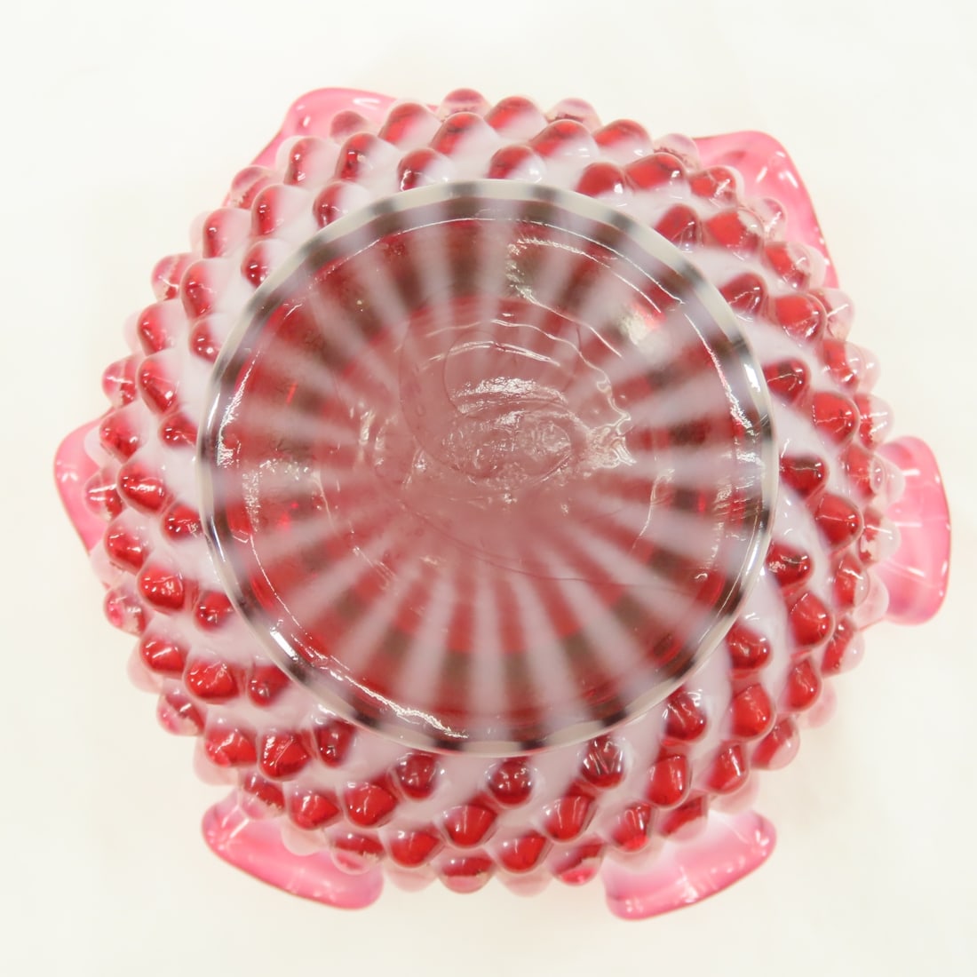 3 Pieces Fenton Cranberry Opalescent Hobnail Glass - 7