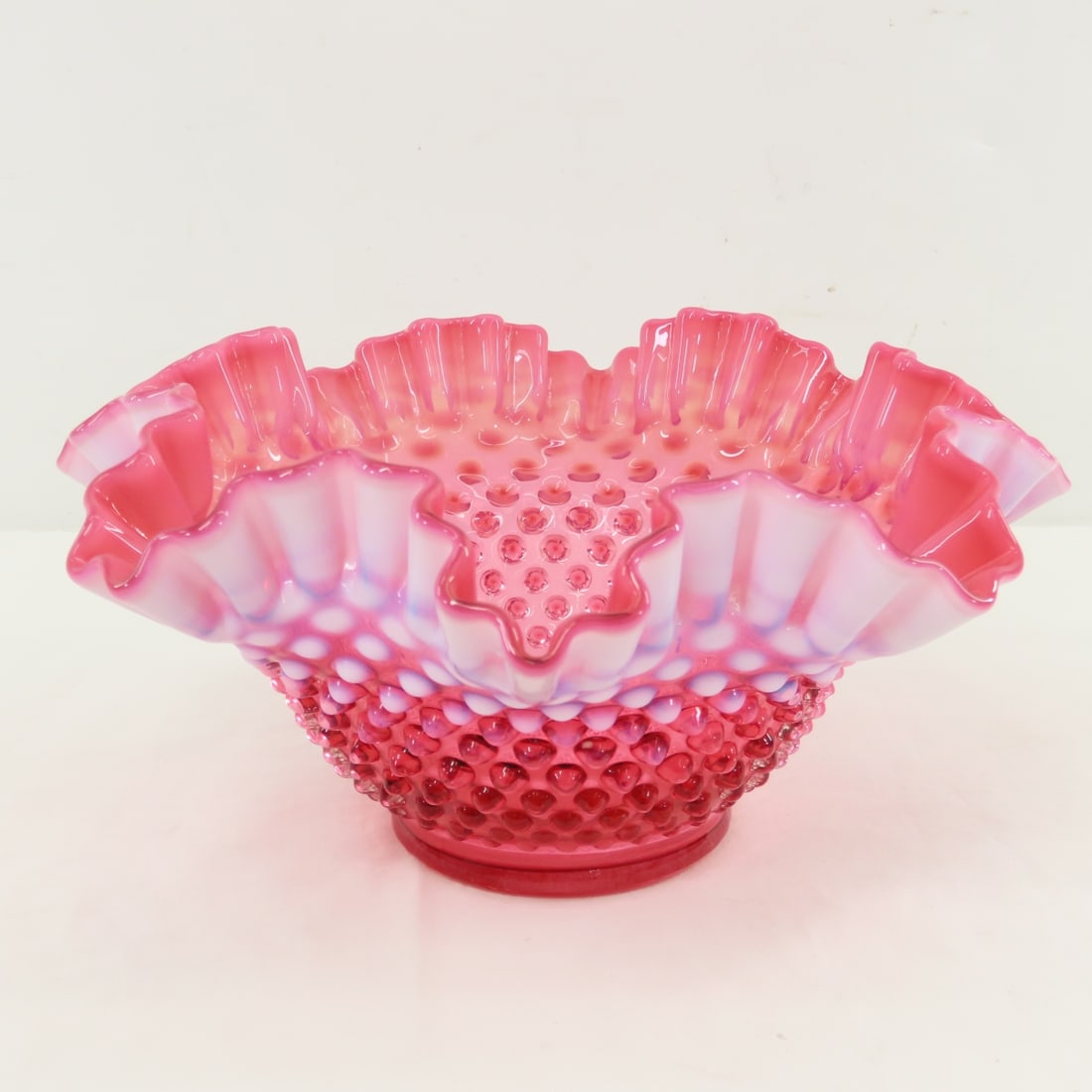 2 Pieces Fenton Cranberry Opalescent Hobnail Glass - 2