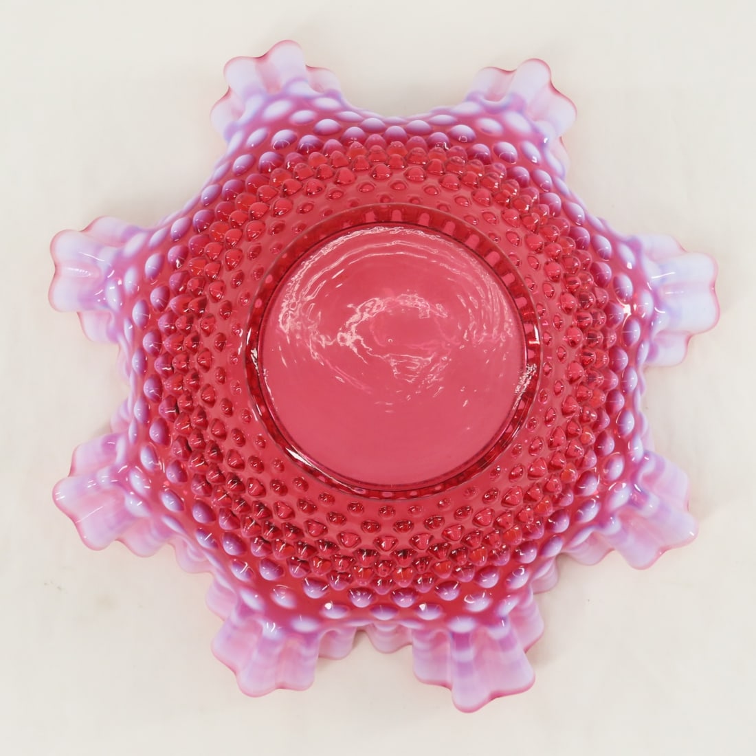 2 Pieces Fenton Cranberry Opalescent Hobnail Glass - 7