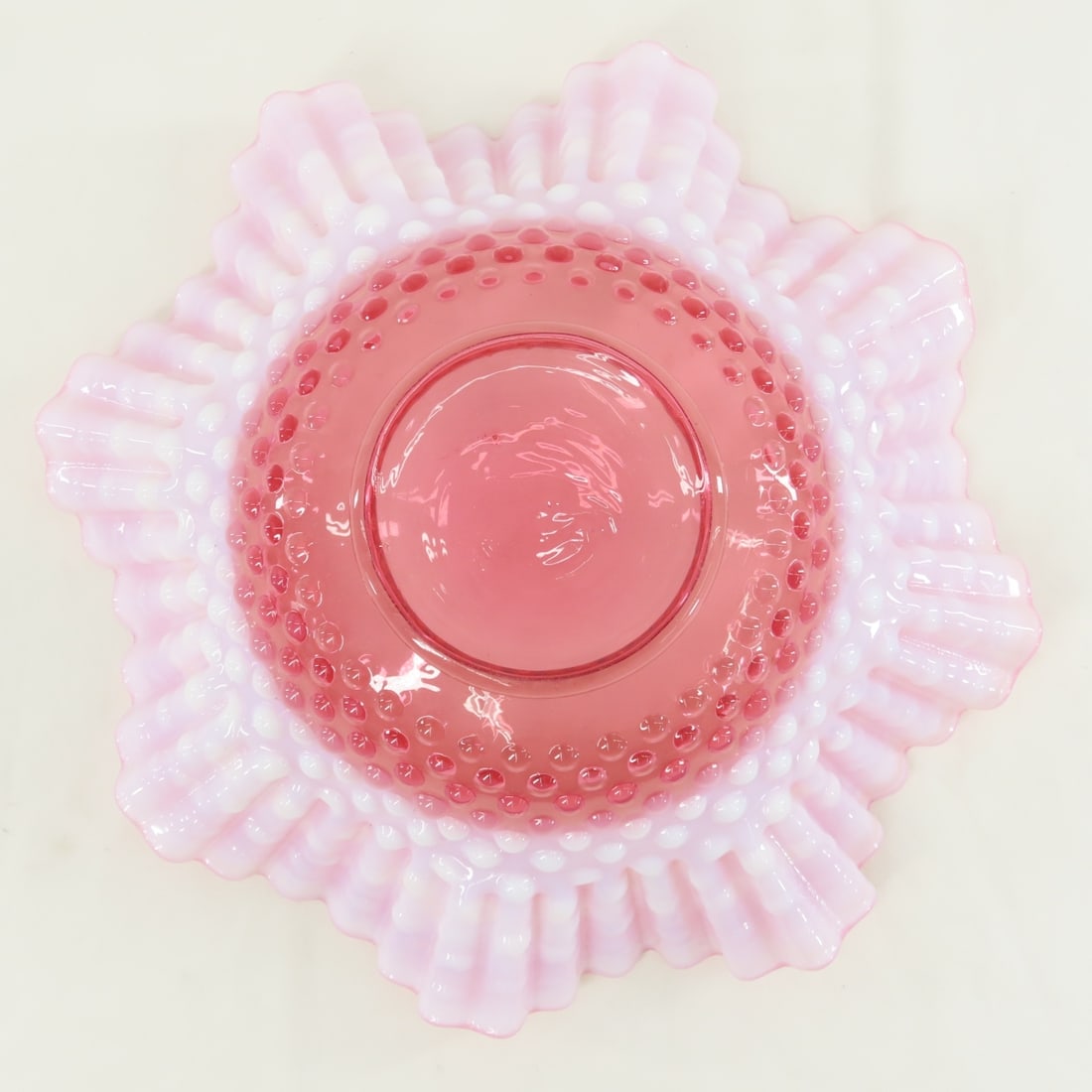 4 Pieces Fenton Cranberry Opalescent Hobnail Glass - 7