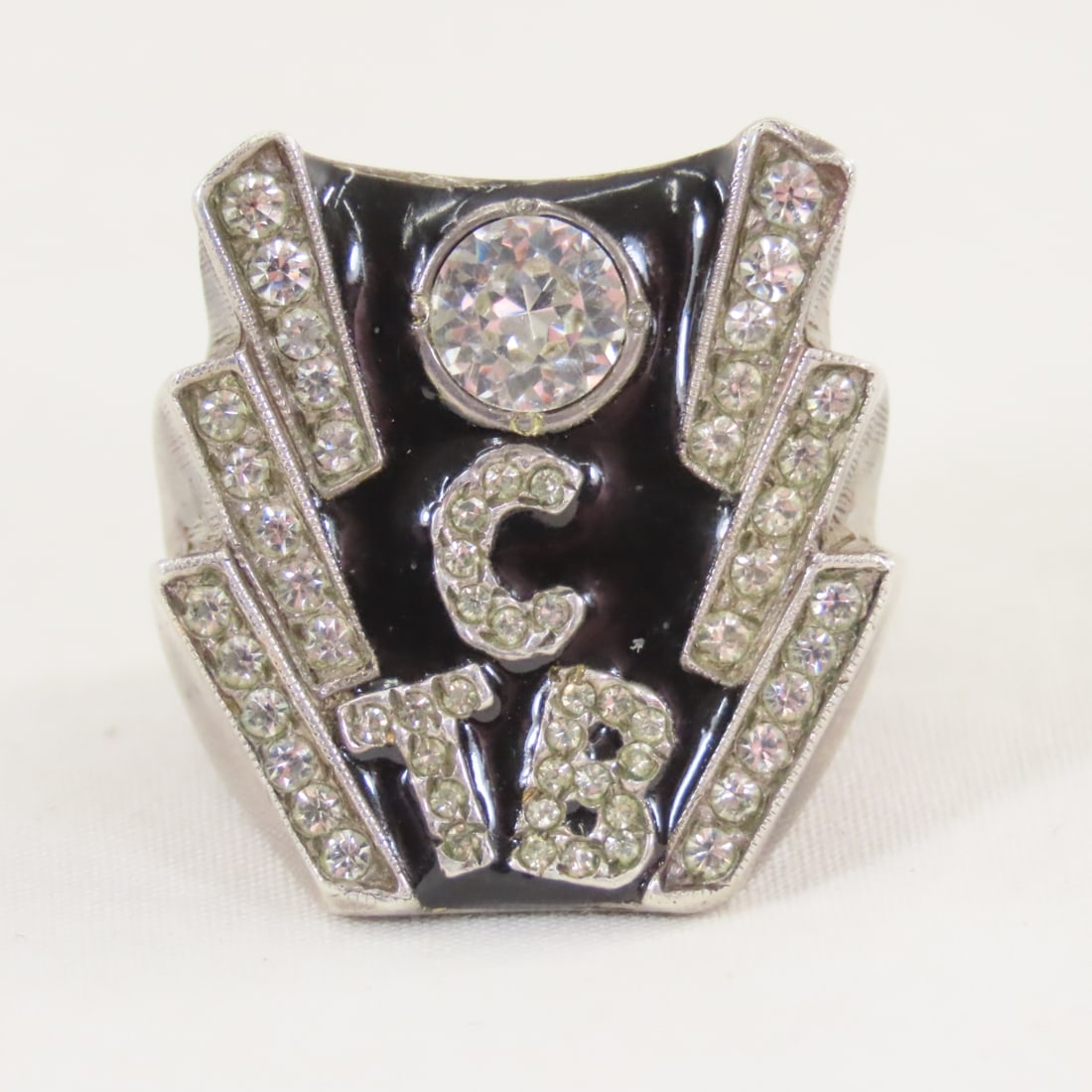 Elvis TCB Silver Rhinestone Ring size 8 - 2