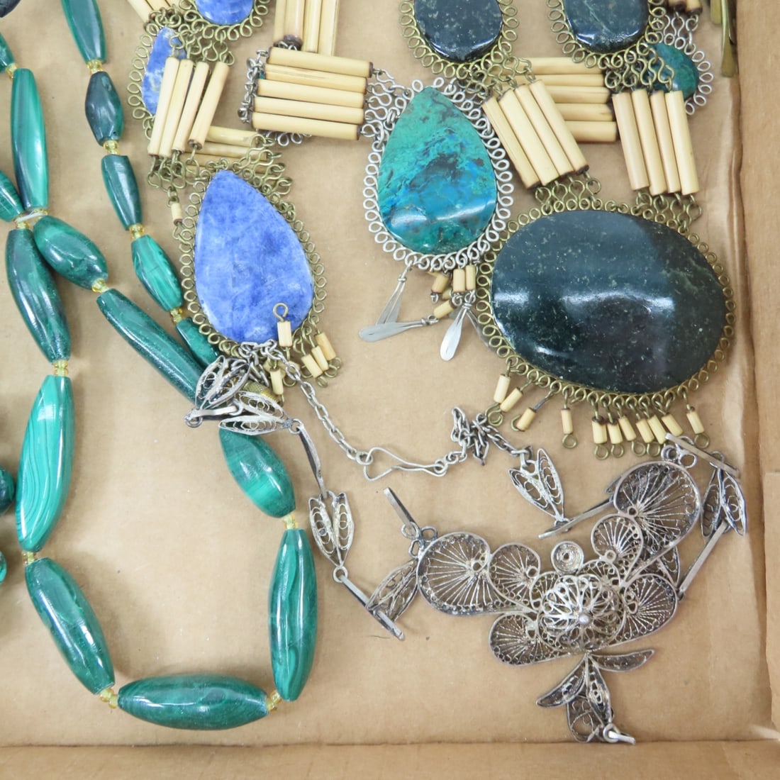 Malachite Bead, Peruvian & Filigree Necklaces - 2