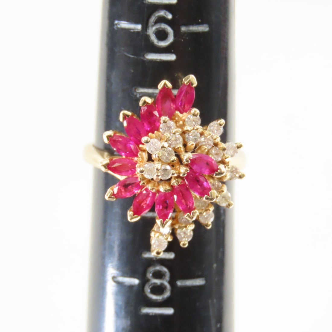 BH 14kt Yellow Gold Diamond & Ruby Ring- 5.6 grams - 7