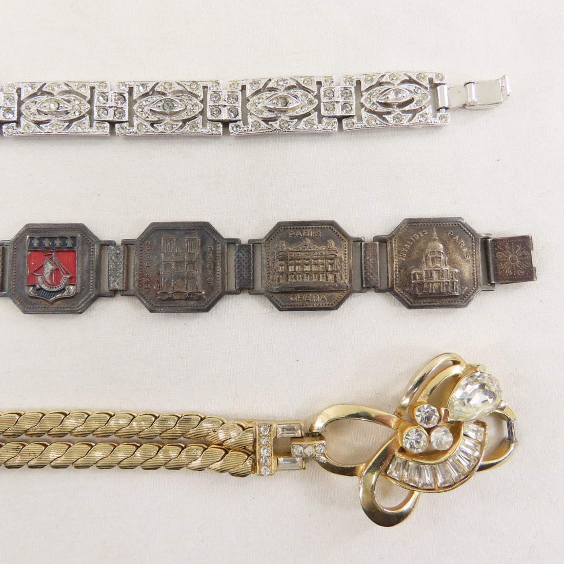 12 Vintage Bracelets- Charm, Travel, Bakelite - 7
