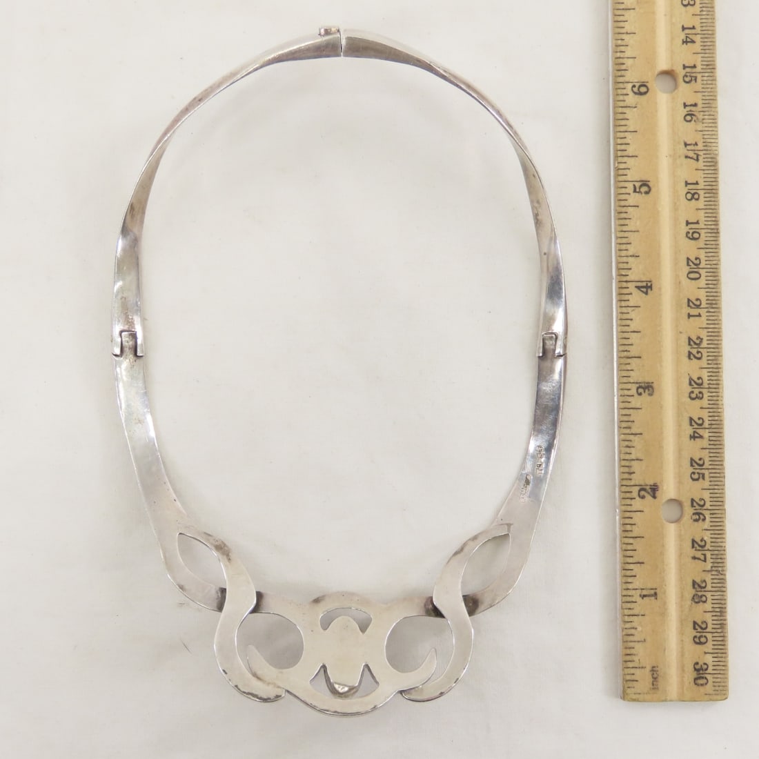 Mexican Silver TL-53 Onyx Choker Necklace 89 grams - 3