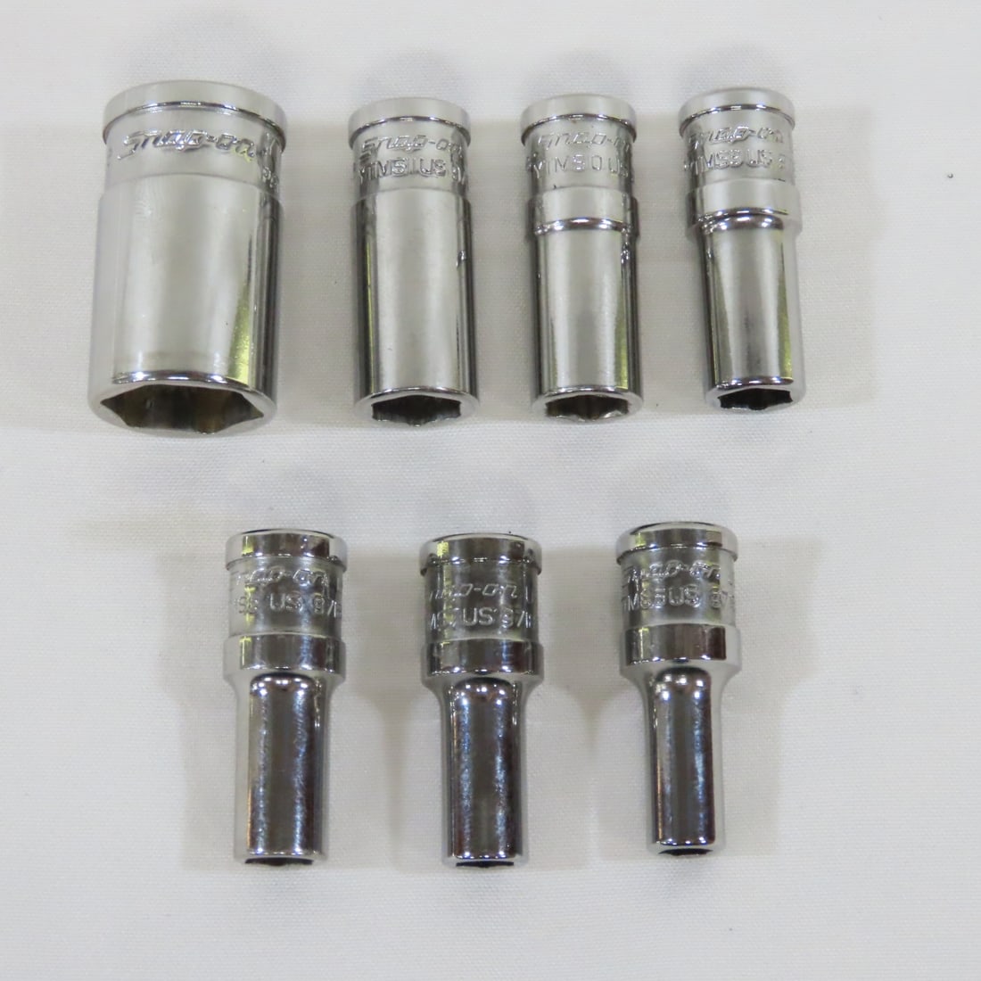 TRUE Snap-On 1/4" 1/2" Drive 6pc Deep Sockets: TRUE Snap-On 1/4" 1/2" Drive 6pc Deep Sockets - TRUE Snap-On YTMS6US 1/4" Drive 3/16" Xtra Deep Socket, TRUE Snap-On YTMS7US 1/4" Drive 7/32" Xtra Deep Socket, TRUE Snap-On YTMS8 1/4" Drive 1/4" Xtra