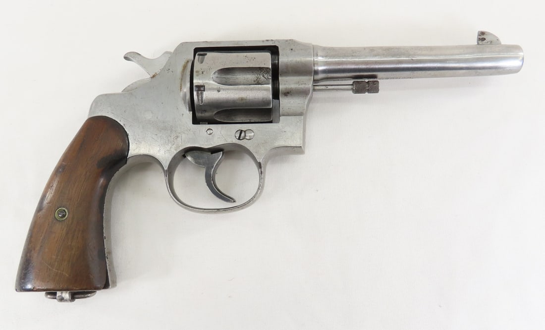 US Property Colt 1917 DA .45 Revolver: US Property Colt 1917 DA .45 Revolver - SN# H 150392, 6 shot, DA, 5.5" barrel, rounded front blade, service number 948groove down top strap for rear, wood grips, lanyard loop. in Cimarron box with loc
