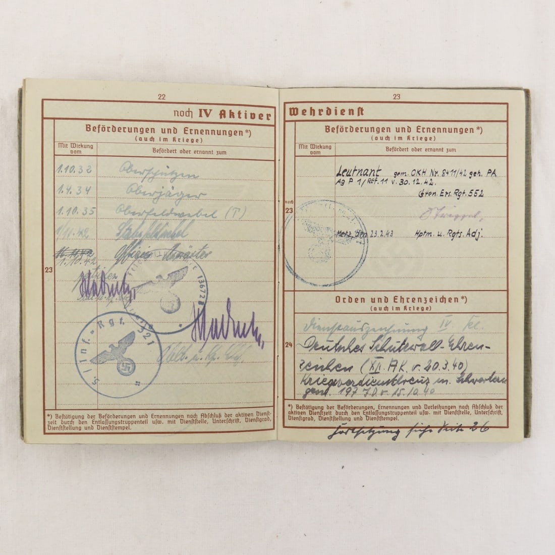 WWII German Soldier Military Record Book & More - 9