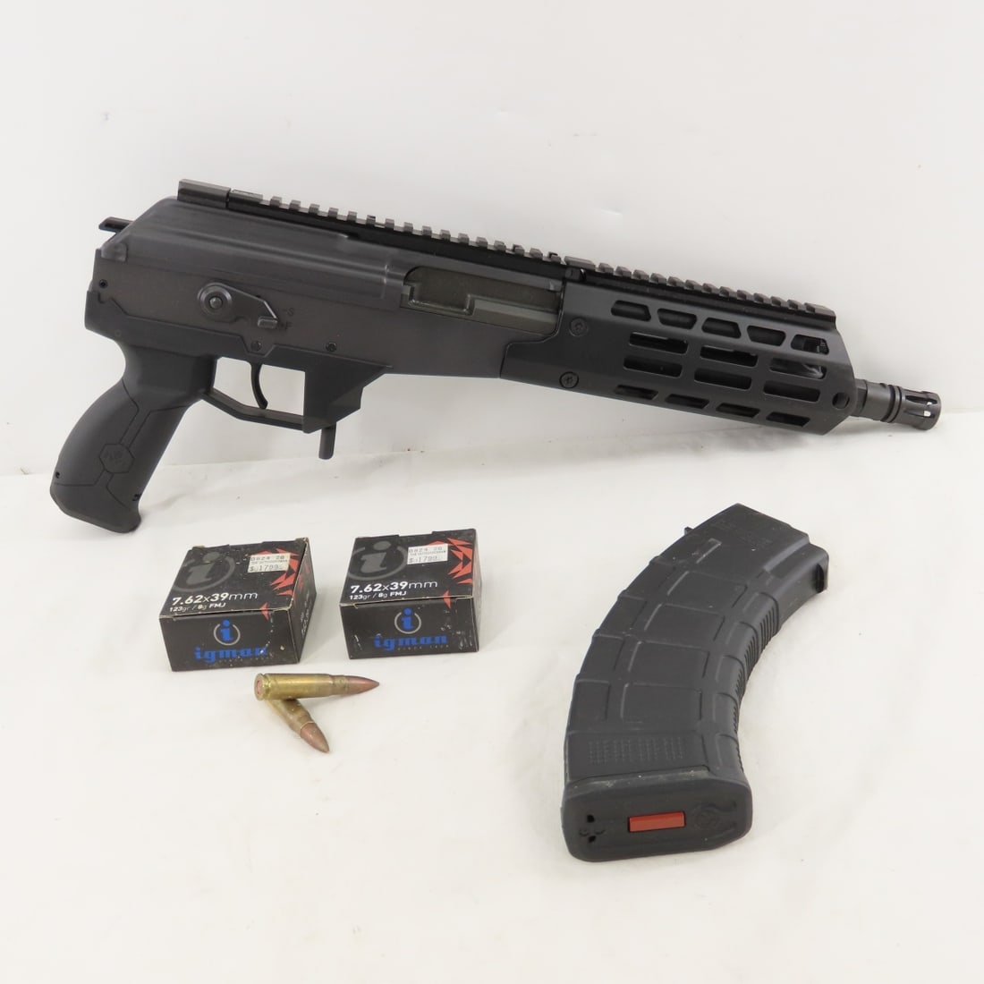 IWI Galil ACE GEN II 7.62x39 Pistol & Ammunition: IWI Galil ACE GEN II 7.62x39 Pistol & Ammunition - SN# G2040329, manufactured by IWI in Israel, imported by IWI US Middletown, PA, 8.3" barrel with flash hider, CHF/CL 1:9.45 H3, full top rail, M-LOK