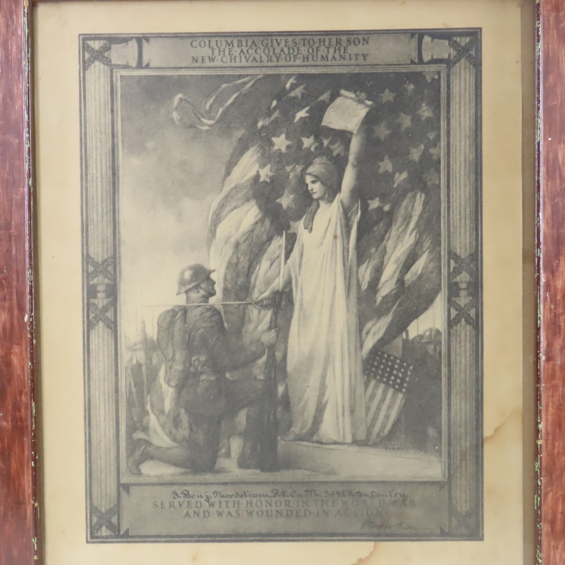 WWI Presidential Wound Certificate in frame - 2