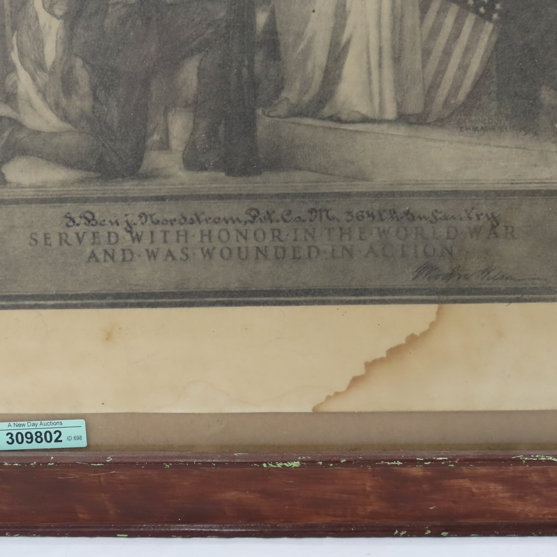 WWI Presidential Wound Certificate in frame - 4