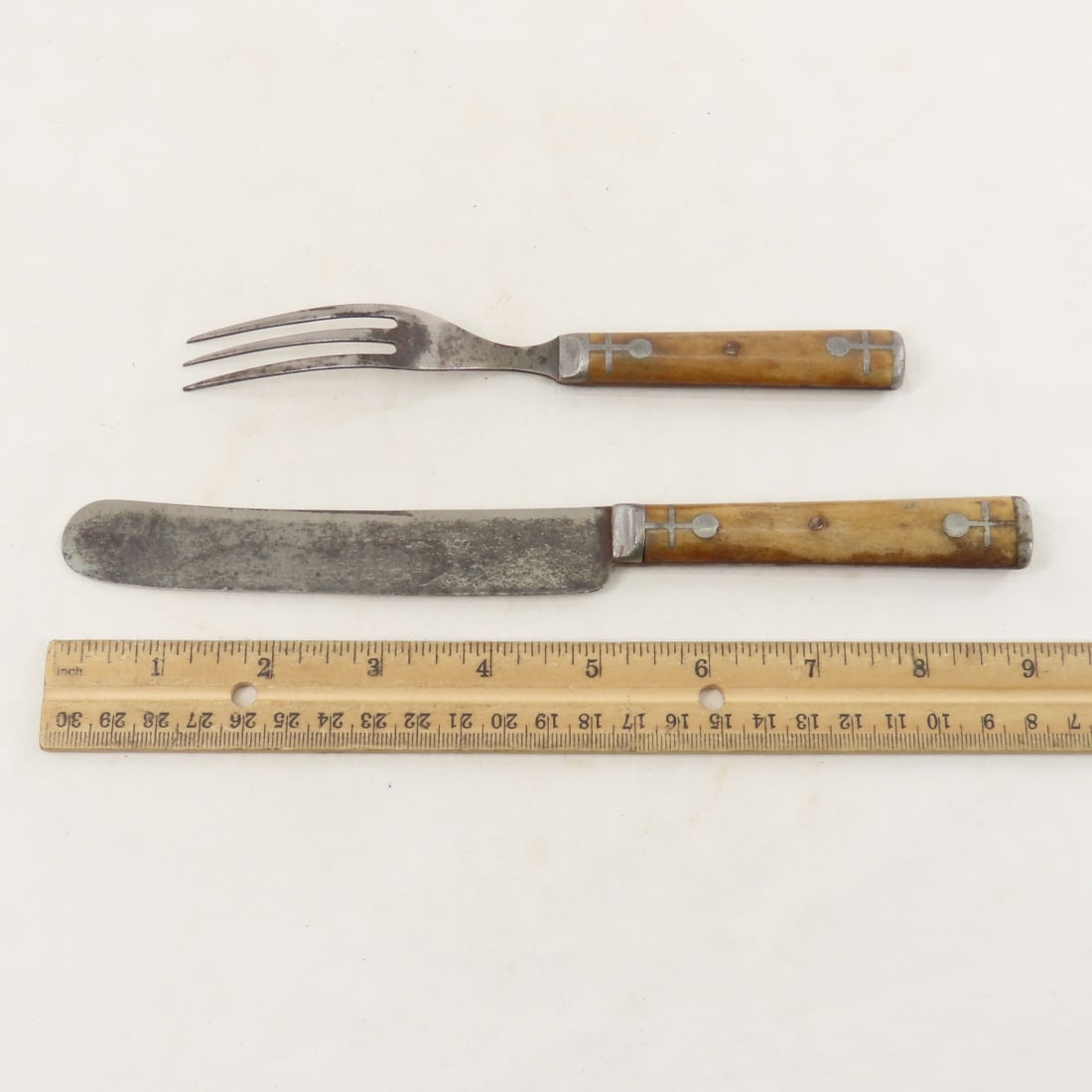 Civil War Mess Cup & Bone Handle Cutlery - 12