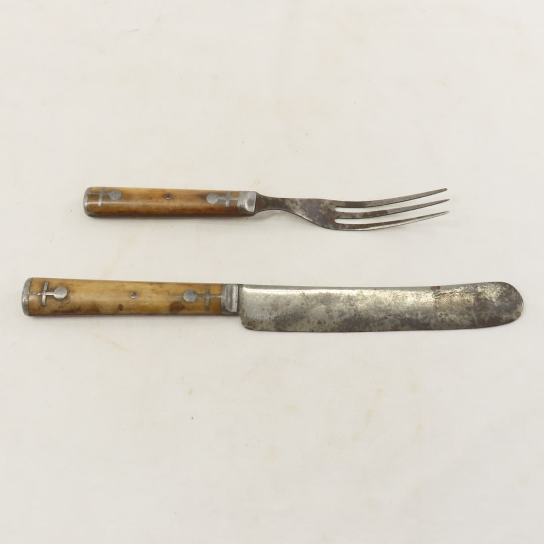 Civil War Mess Cup & Bone Handle Cutlery - 9