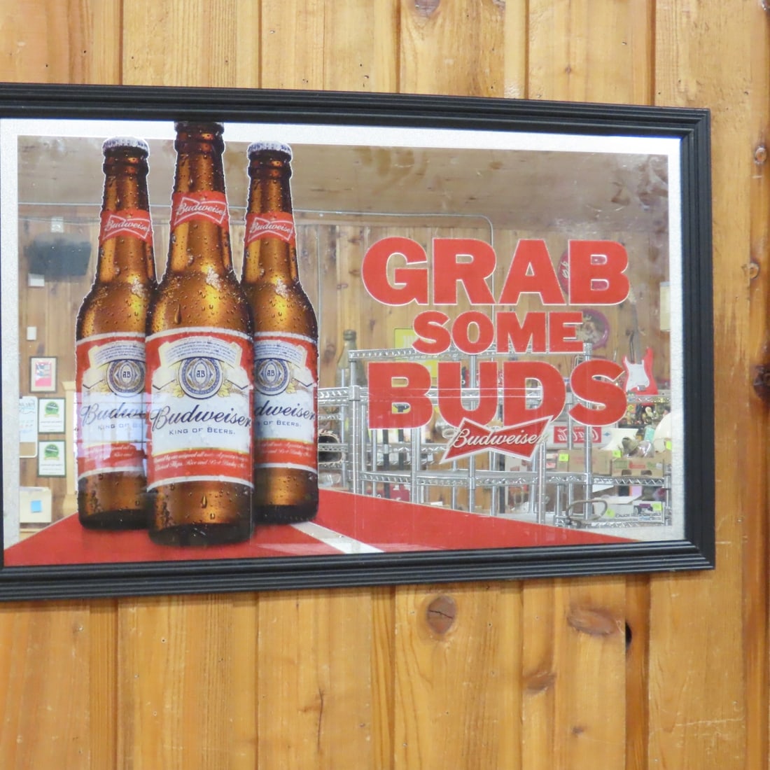 2 Budweiser Beer Advertising Mirrors & Clock - 2