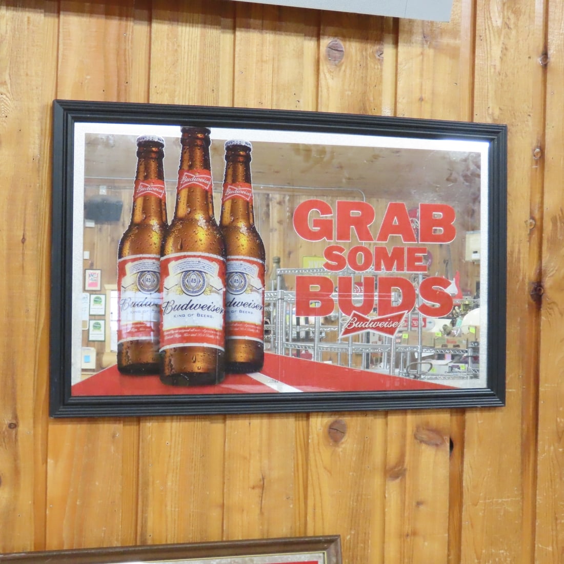 2 Budweiser Beer Advertising Mirrors & Clock - 3