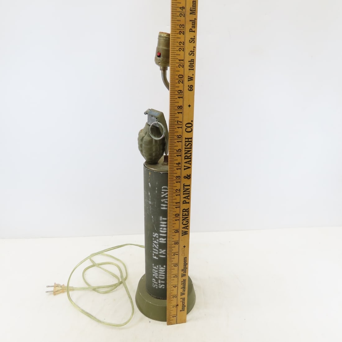 Vintage US Army Mortar Shell Trench Art Lamp - 10