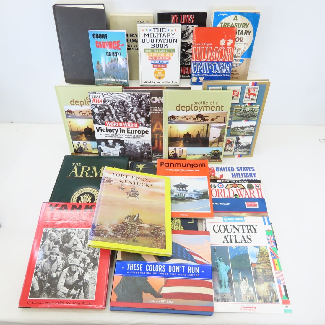 Collection of Military Related Books, ARMY & Other: Collection of Military Related Books, ARMY & Other - US Military Patch Guide, WWII, The Shield and the Storm, War in the Gulf, The Army Historical Foundation, These Colors Don't Run, WWII Victory in E