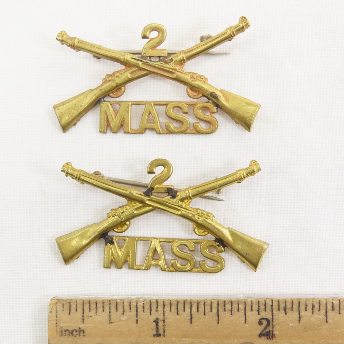 7 SpanAm War Era Crossed Rifle Collar insignia - 2