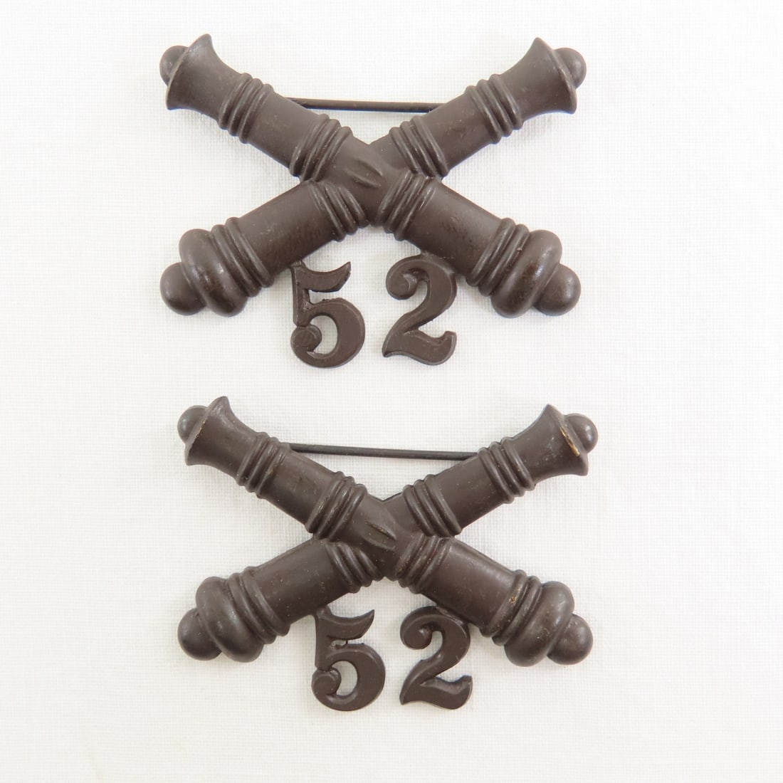 7 SpanAm War Era Crossed Cannon Collar Insignia - 2