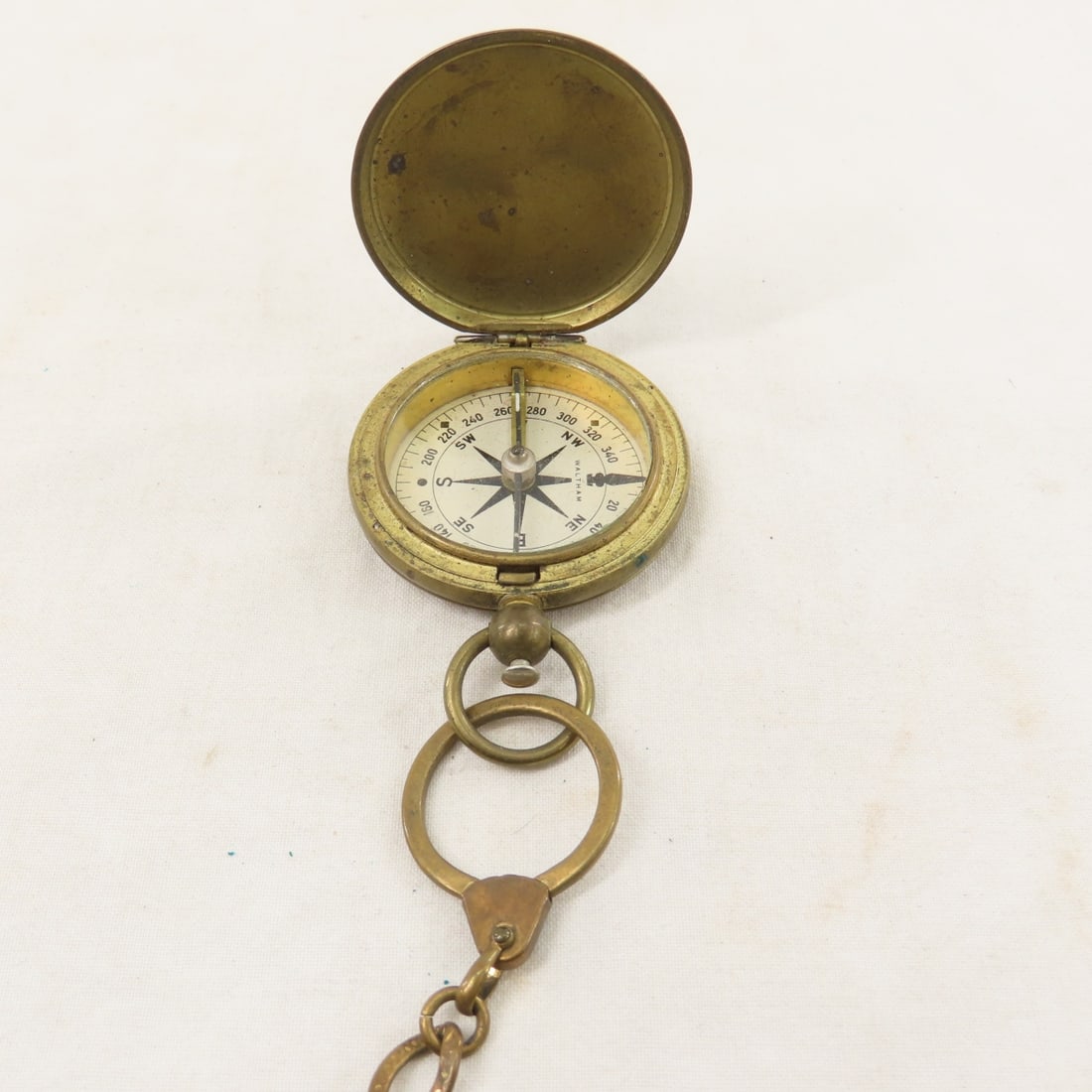 US Military Waltham Compass with Chain & Fob - 2