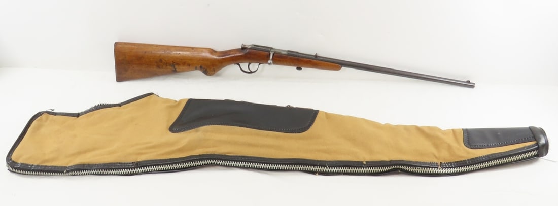 German Geco Carabiner Model 1919 .22 LR Rifle: German Geco Carabiner Model 1919 .22 LR Rifle - SN# 671, Gustav Genschow & Co. (GECO), takedown single shot bolt action, 19" barrel with iron sights, barrel marked C.V.R. onside, wood stock with Geco 