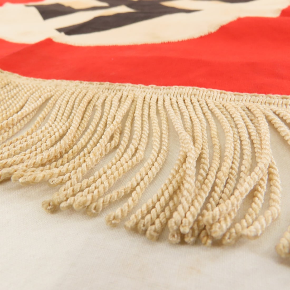 WWII German Swastika Flag with Ties & Fringe - 4
