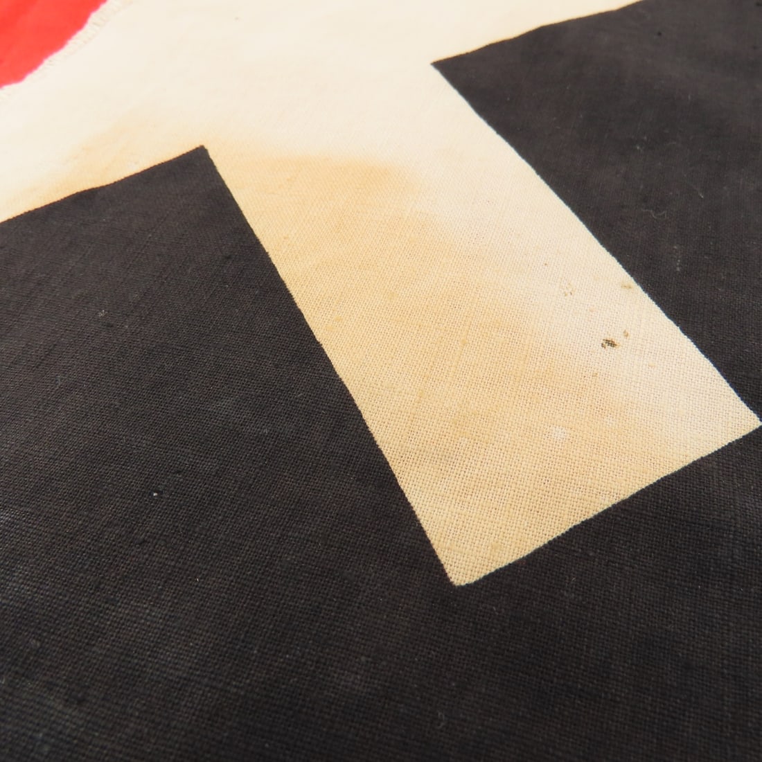 WWII German Swastika Flag with Ties & Fringe - 7
