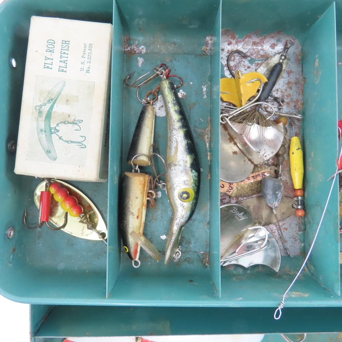 Vintage Metal Union Tackle Box with Lures & Gear - 2