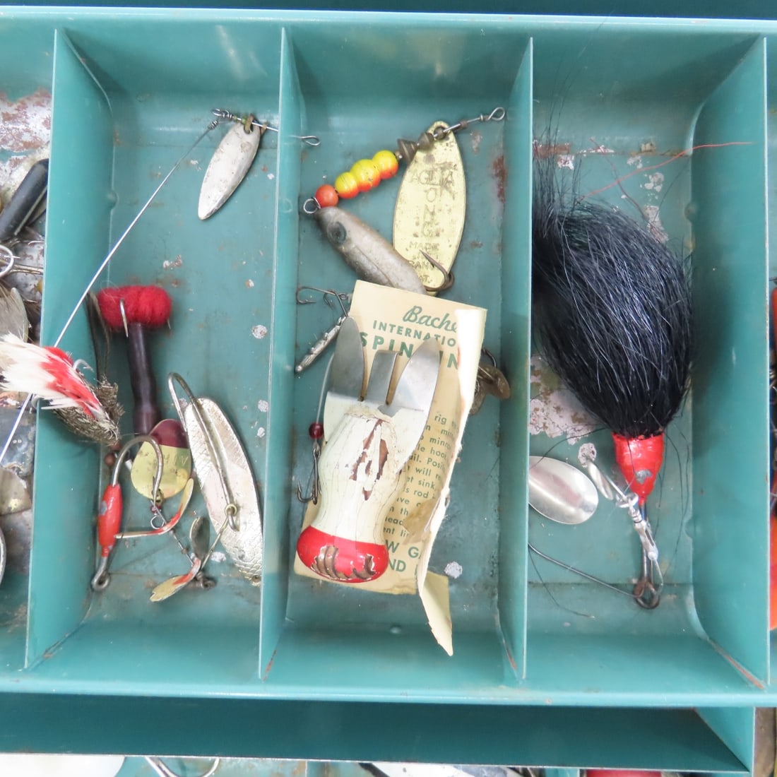 Vintage Metal Union Tackle Box with Lures & Gear - 3